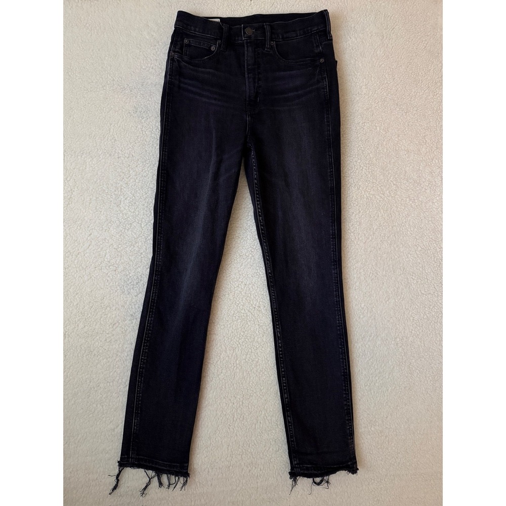 Gap Cigarette Skinny Jeans Womens 4 Tall Black High Rise Raw Hem Denim Stretch